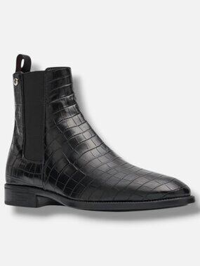 Giuseppe Zanotti Men's Black Coccus Croc-Effect Leather Chelsea Boots Shoe 45
